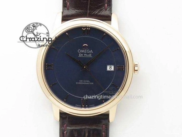 0422 TimelessDesign De Ville MK 1:1 Best Edition RG Black Dial On Black Leather Asian Seagull T1701 (Sec@6) 8236